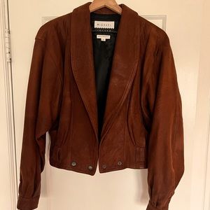 Vintage Brown Suede Cropped Jacket - Medium